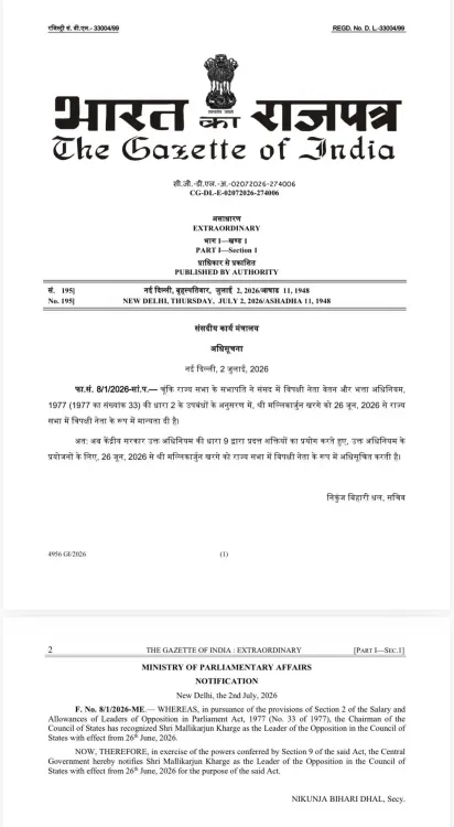 Rijiju Congratulates Kharge as Rajya Sabha LoP
