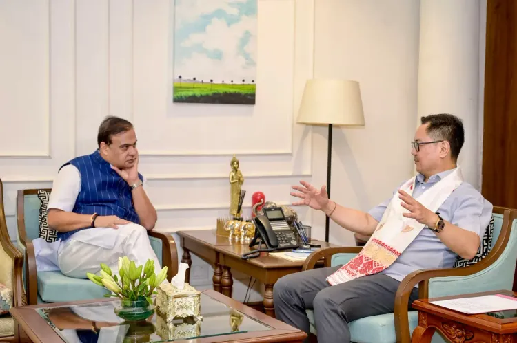 Rijiju Meets Assam CM Sarma, Lauds Flood Response