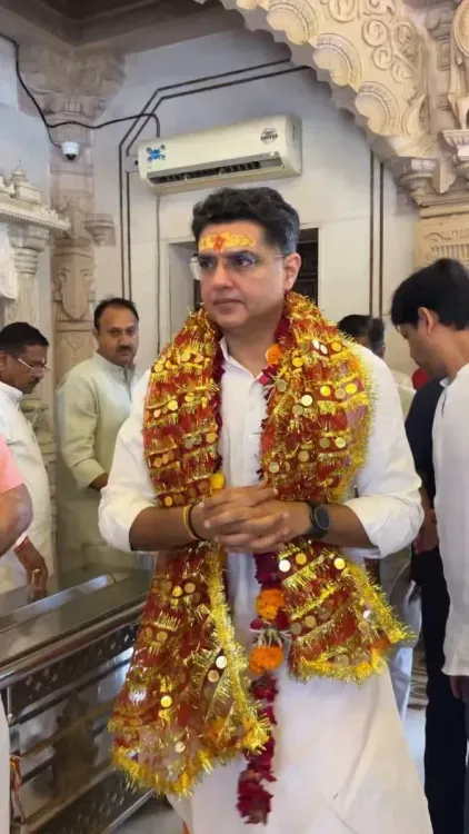 Sachin Pilot Visits Tripura Sundari Temple in Udaipur