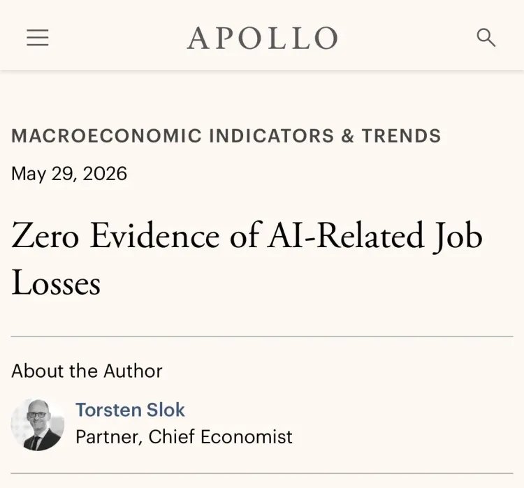 Sacks Shares Apollo Economist's Zero AI Job Loss Finding