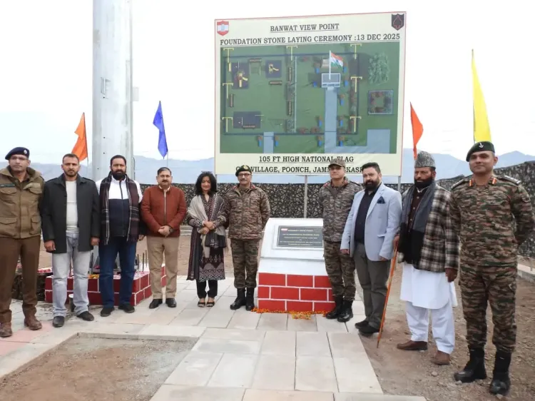 क्या जम्मू-कश्मीर के पुंछ में 105 फीट ऊंचे तिरंगे की नींव रखी गई?
