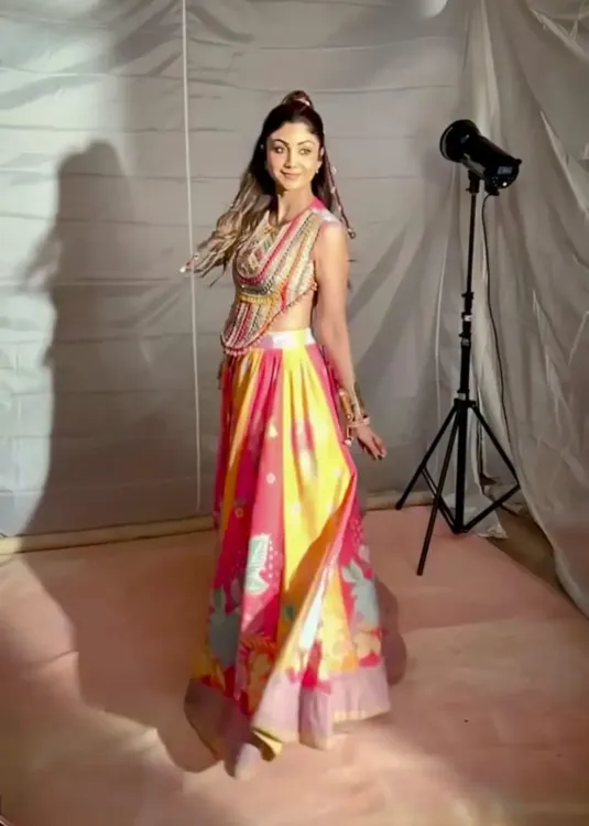 Is Shilpa Shetty Garba Ready with a Stunning Multicolored Lehenga This Navratri?