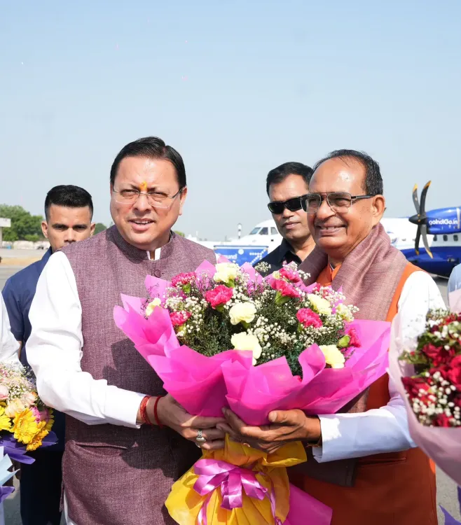 Shivraj Singh Chouhan arrives in Uttarakhand, welcomed by CM Dhami
