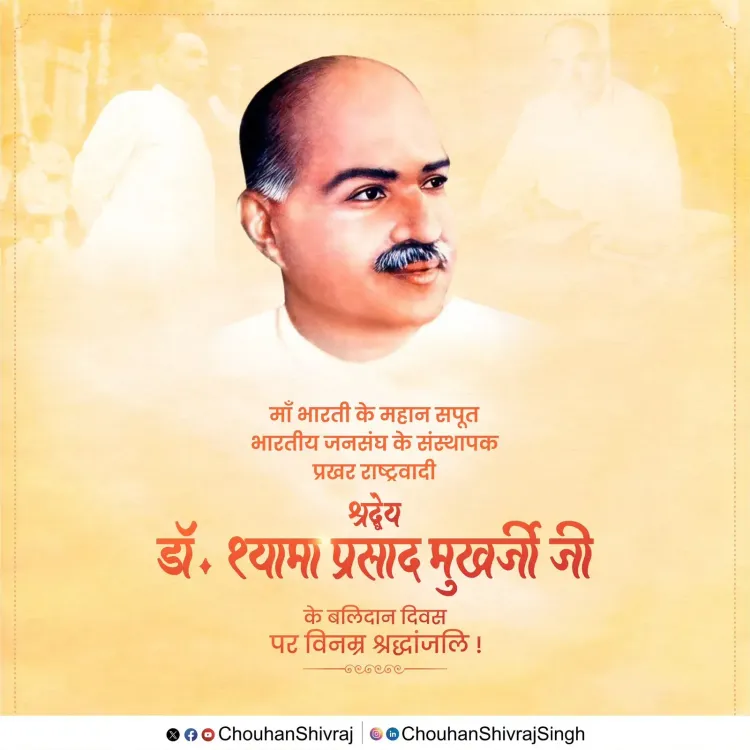 Shivraj Singh Chouhan Pays Tribute to Dr Shyama Prasad Mukherjee on Martyrdom Day