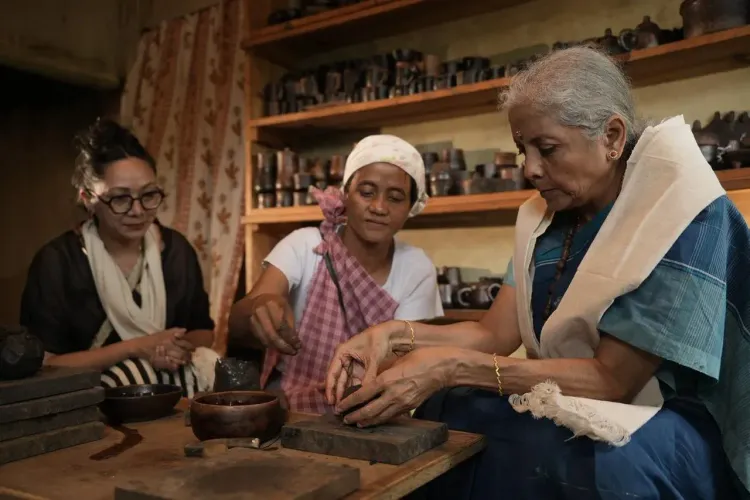Sitharaman Visits Meghalaya's Black Clay Pottery Artisans