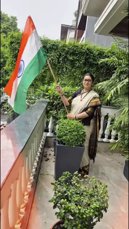 Smriti Irani hoists Tiranga under Har Ghar Tiranga drive