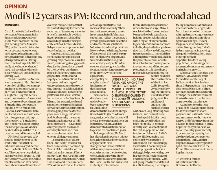 Sonowal amplifies Karan Singh's column on Modi's 12-year PM run