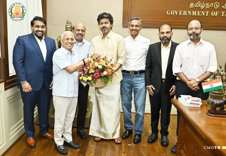 Tamil Nadu CM Joseph Vijay meets Dinamalar editors at Secretariat