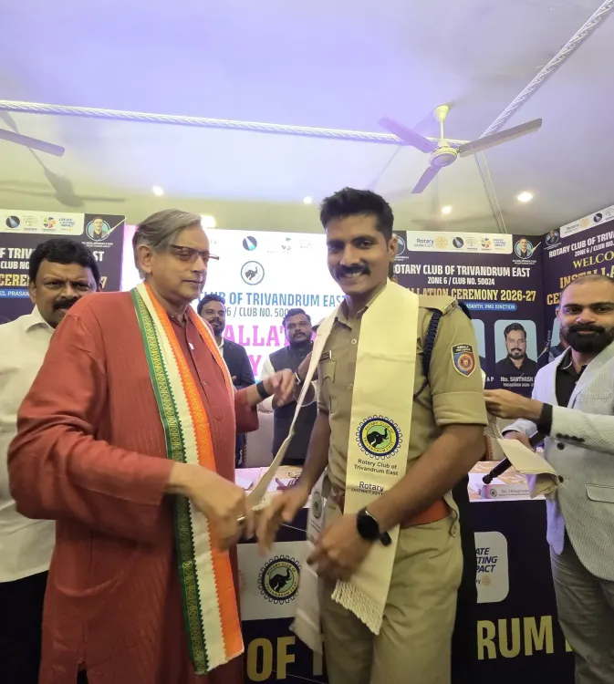 Tharoor Honours Fire Rescue Staff and Rotarians in Thiruvananthapuram