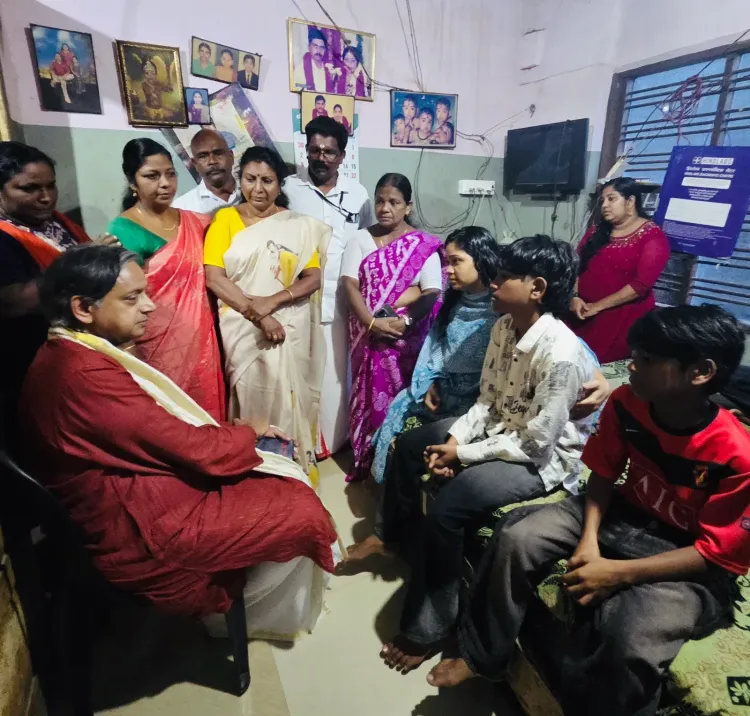 Tharoor Visits Family of Flood Hero Rajesh Who Died Saving Another
