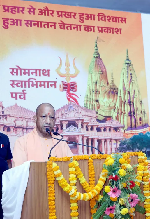 Yogi at Somnath Sankalp Mahotsav: Those who tried to erase Sanatan turned to dust