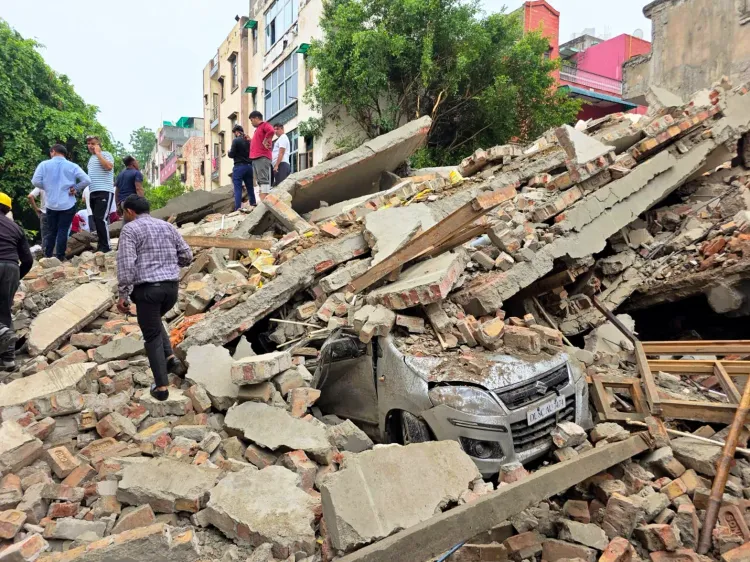 Rohini building collapse kills 3, traps labourers amid Delhi rains