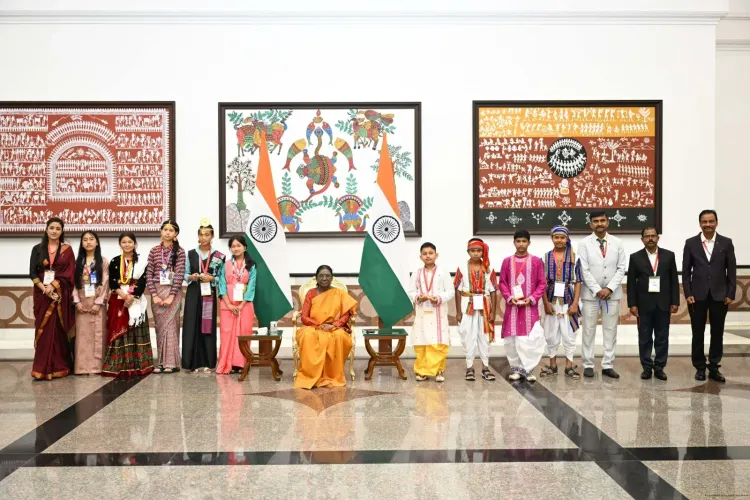 Tripura students tie rakhi on President Murmu at Rashtrapati Bhavan