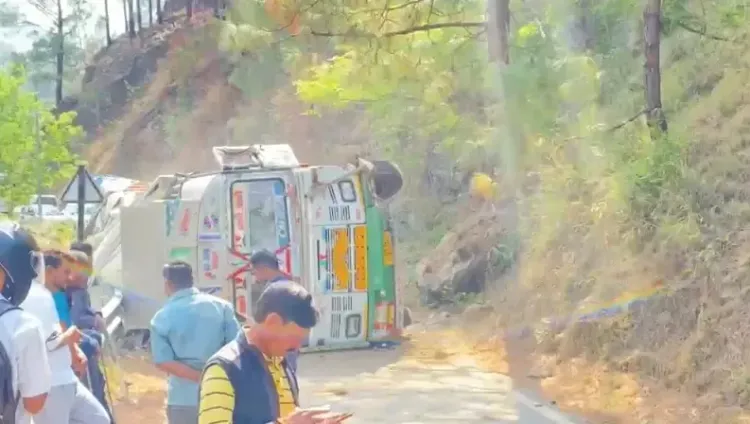 Cement truck overturns in Tehri district, NH-707A traffic disrupted