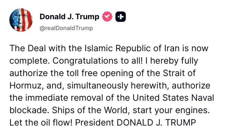 Trump Announces Completed Deal with Iran