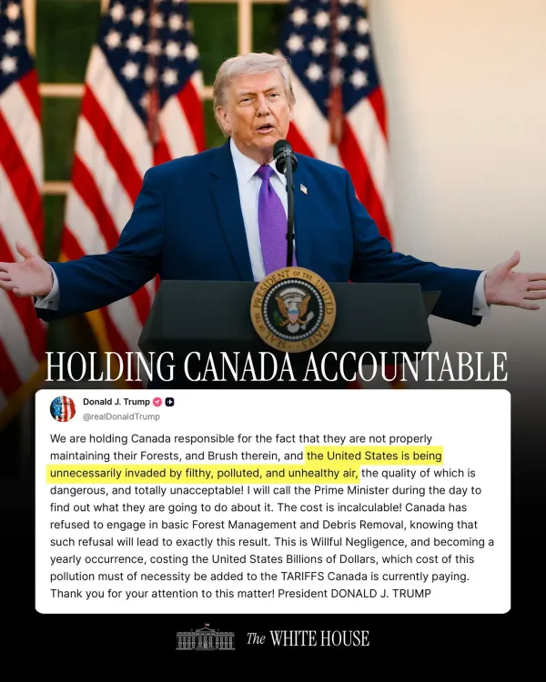 Trump Blames Canada for 'Filthy' Air Invading the US