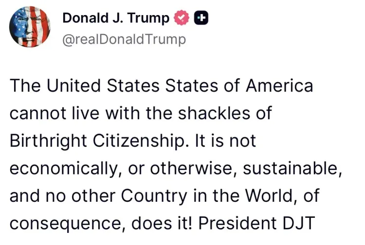 Trump Calls Birthright Citizenship Unsustainable, Demands End