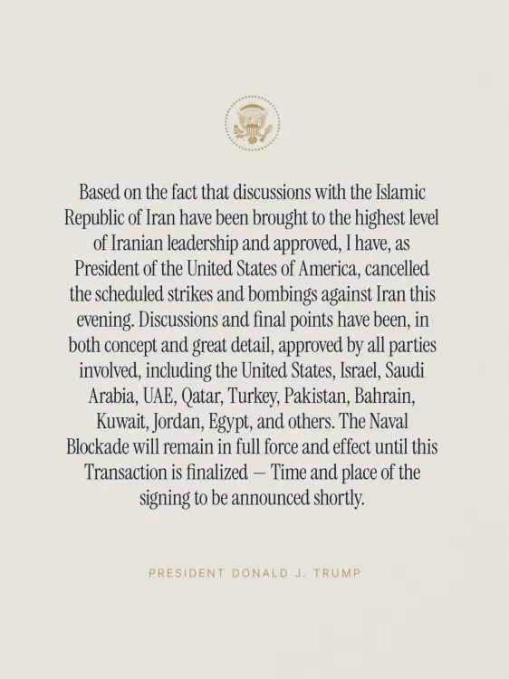 Trump Cancels Scheduled Military Strikes Against Iran