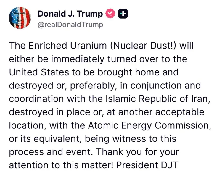 Trump Issues Ultimatum on Iran's Enriched Uranium Stockpile