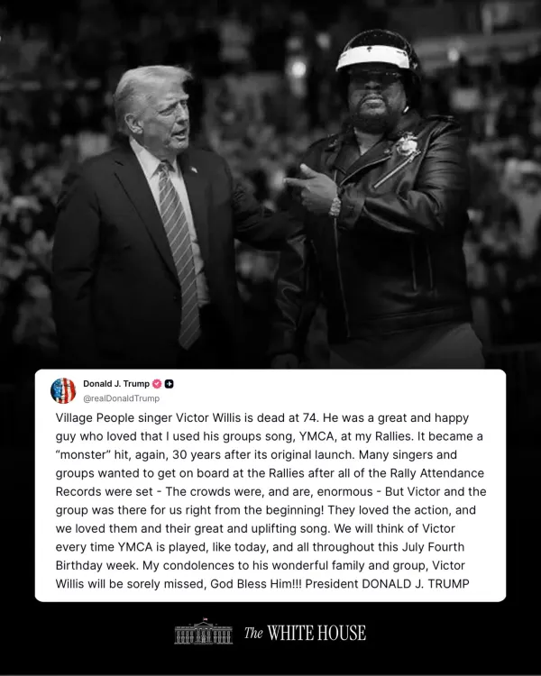 Trump Pays Tribute to Victor Willis of Village People