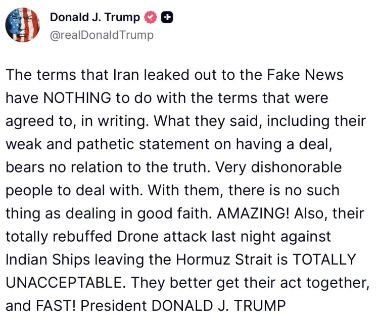 Trump Says Iran Leaked False Nuclear Deal Terms to Media