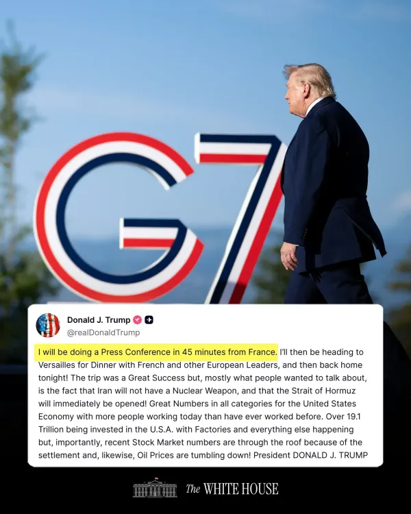 Trump to Hold Press Conference in France After G7 Trip