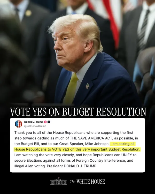 Trump Urges House Republicans to Pass Budget Resolution