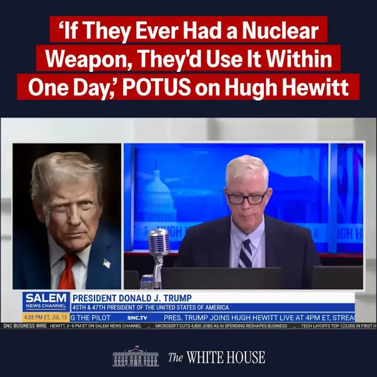 Trump Warns Iran Would Use Nuclear Weapon 'Within One Day'