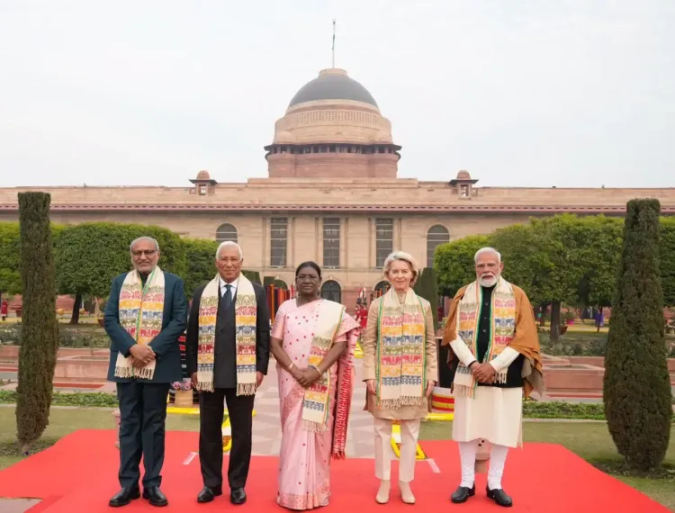 क्या उपराष्ट्रपति सीपी राधाकृष्णन ने ईयू नेताओं के सम्मान में आयोजित स्वागत समारोह में भाग लिया?