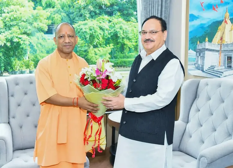 Yogi Adityanath meets JP Nadda, PM Modi in New Delhi on Saturday