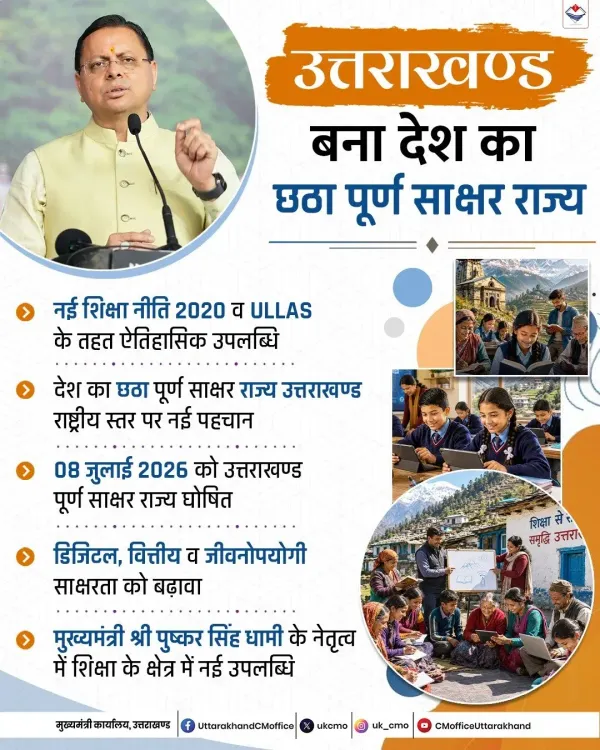 Uttarakhand becomes India's sixth fully literate state under CM Dhami