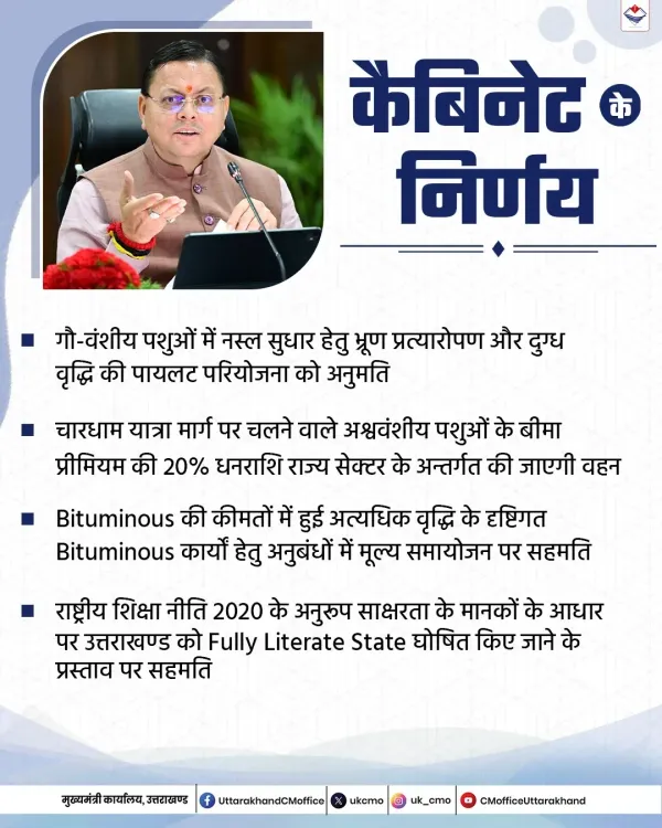 Uttarakhand Cabinet meets, approves key state decisions