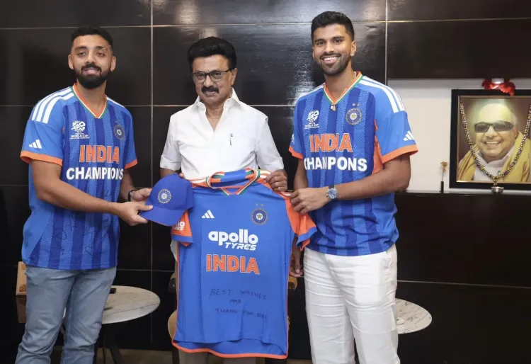 Varun Chakaravarthy and Washington Sundar Honor Tamil Nadu CM M.K. Stalin Post T20 World Cup Victory