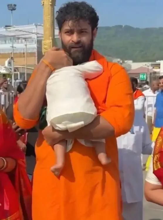 Varun Tej visits Tirumala with family, carries son Vaayuv at Tirupati temple