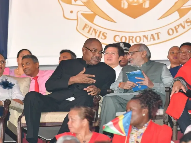 Did Vice President Radhakrishnan Attend the Swearing-in of Seychelles President and Deliver Greetings from India?