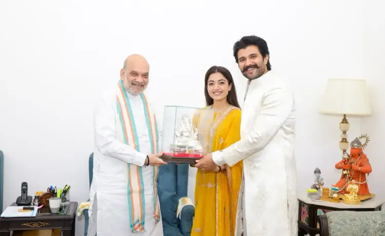 Vijay Deverakonda and Rashmika Mandanna Honored with Ganesh Idol by Amit Shah