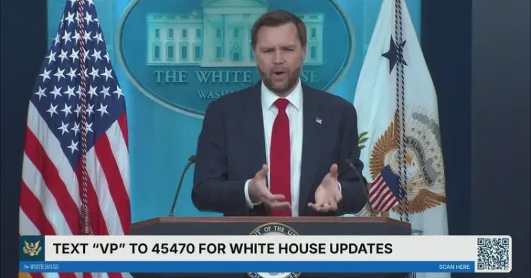 VP JD Vance Briefs Press at White House, Jun 18