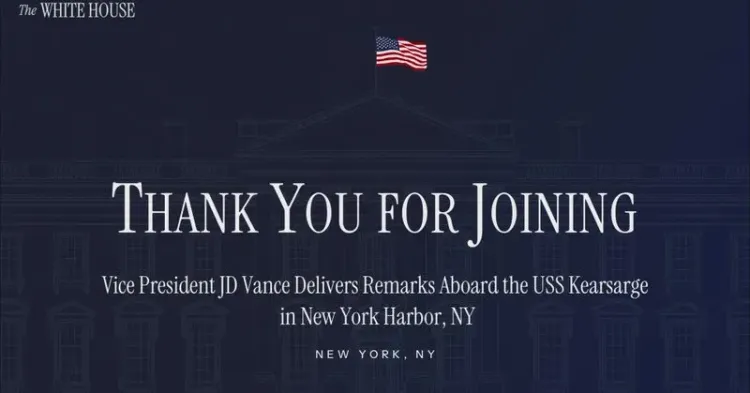 VP Vance Speaks Aboard USS Kearsarge in New York Harbor