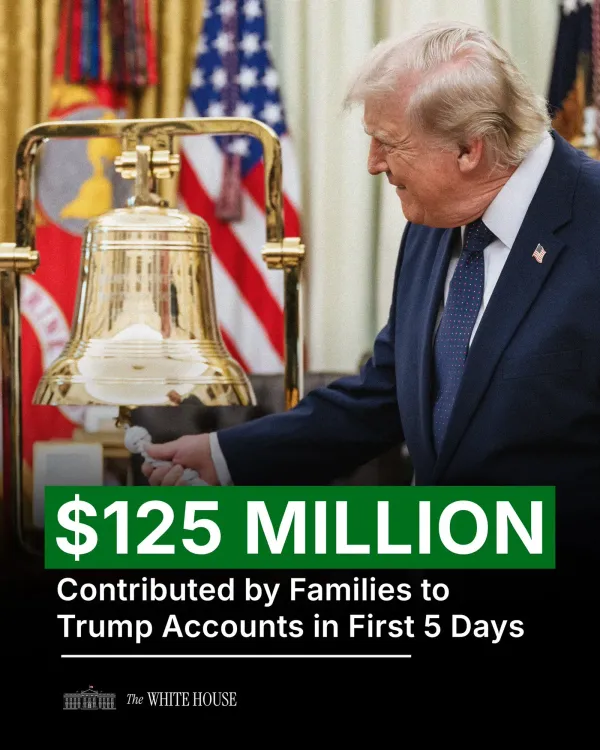 White House: $125 Million Poured Into Trump Accounts in 5 Days