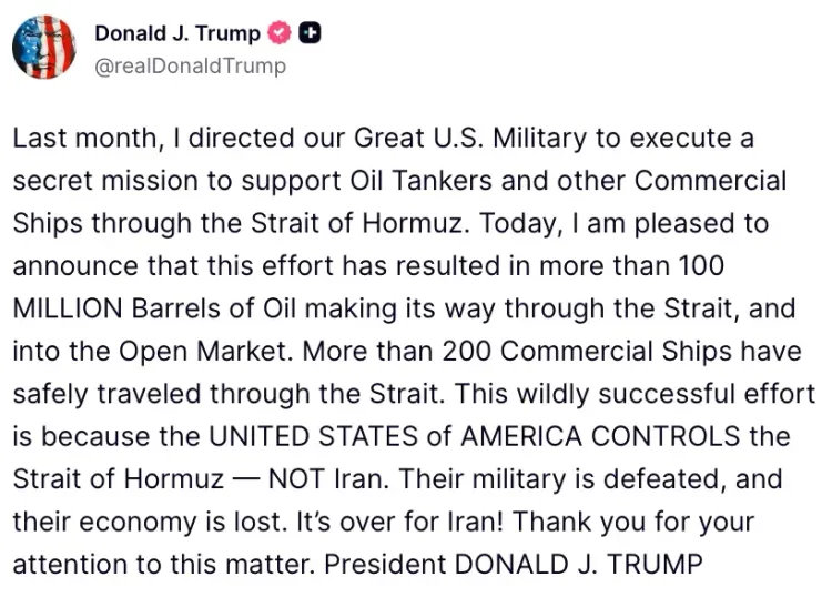 White House Asserts US Controls Strait of Hormuz, Not Iran