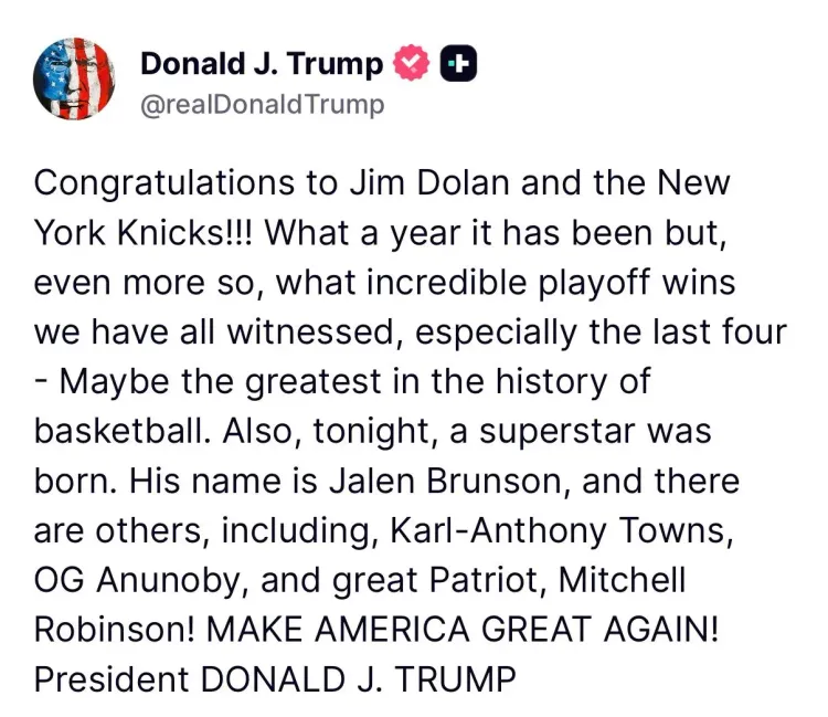 White House Congratulates Knicks Owner Jim Dolan on NBA Title