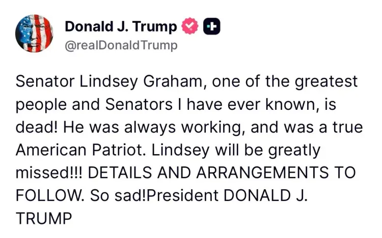White House Issues Statement on Passing of Senator Lindsey Graham