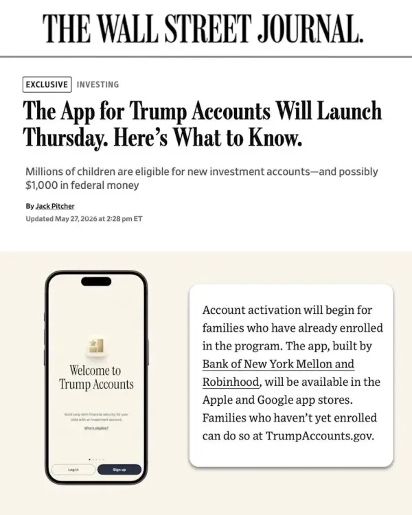 White House Promotes 'Trump Accounts' Financial App Launch