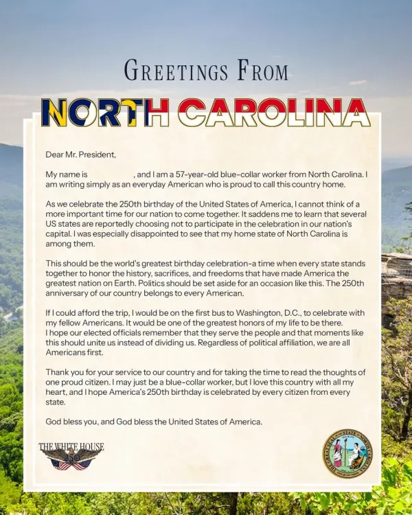 White House Signals Official Visit to North Carolina