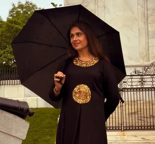 Meenakshi Seshadri enjoys Boston rain as Mumbai monsoon arrives