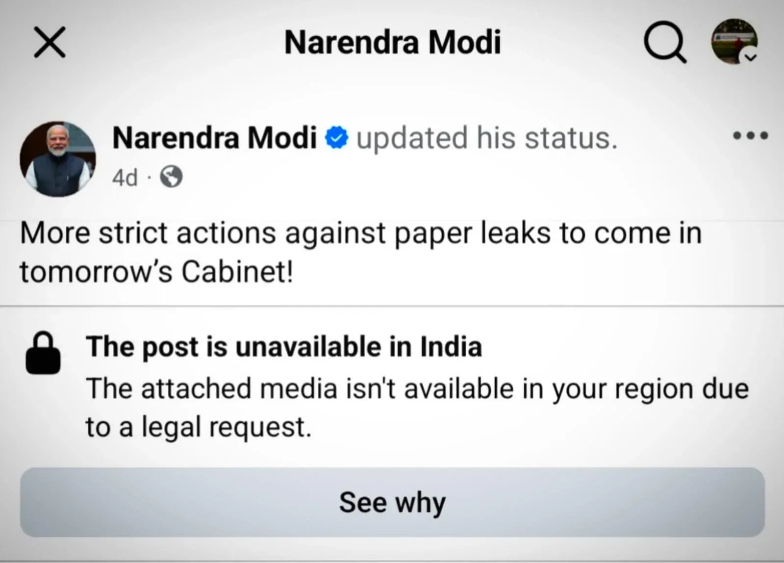 Meta restores PM Modi's Facebook video, admits removal was an error