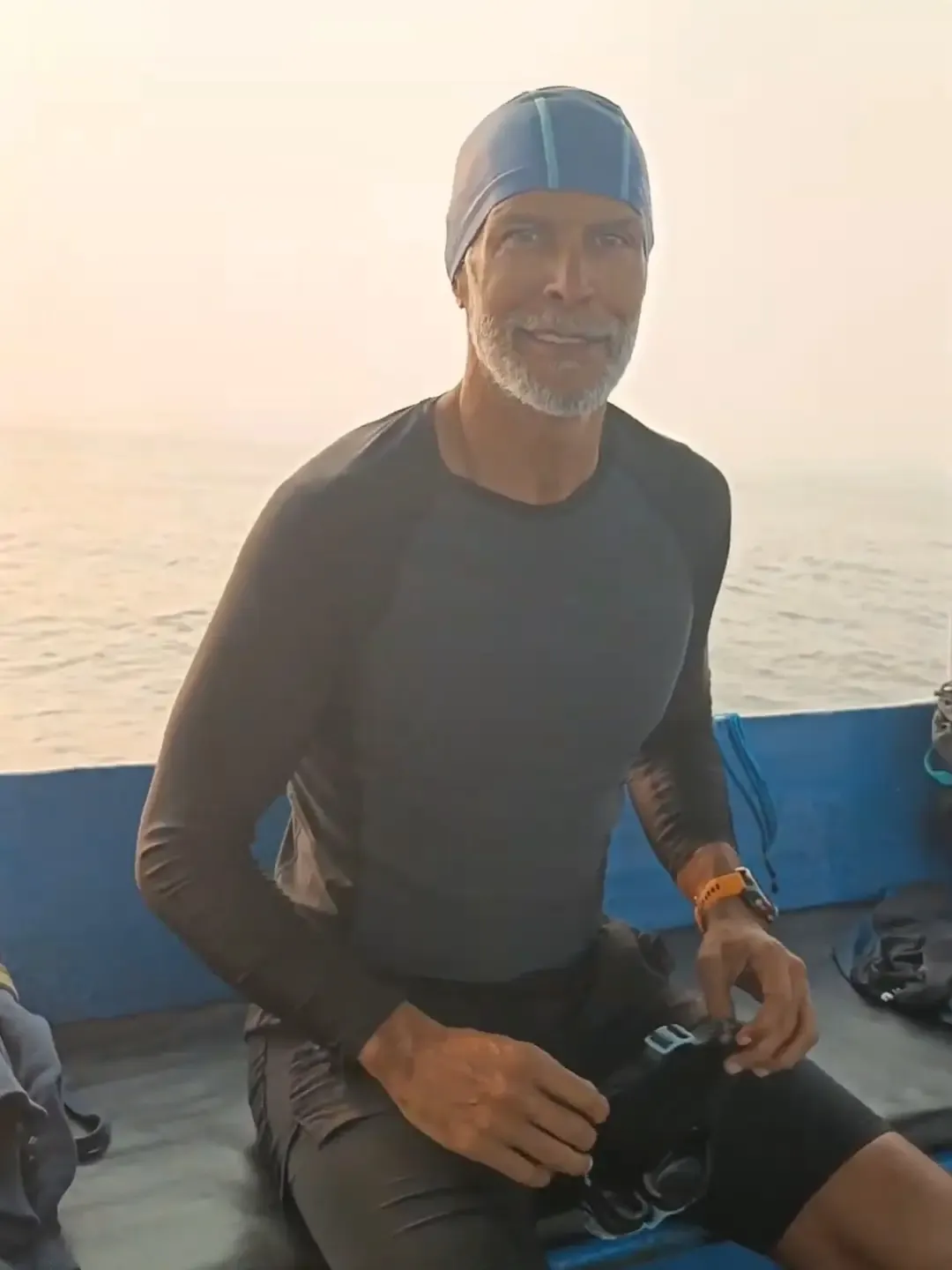 Milind Soman Takes a Unique Holi Plunge with 15km Swim in Goa