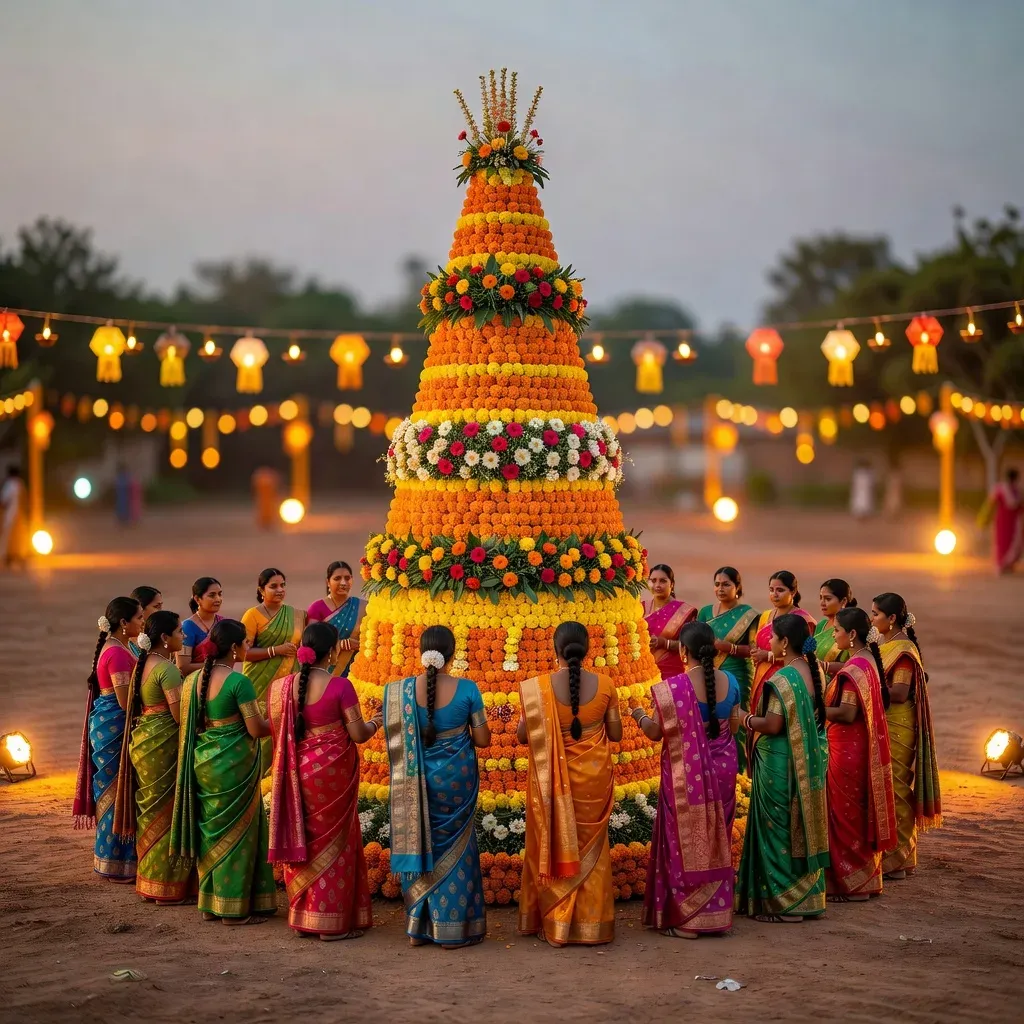 Kishan Reddy hosts 70-ft Bathukamma at Amberpet Grounds