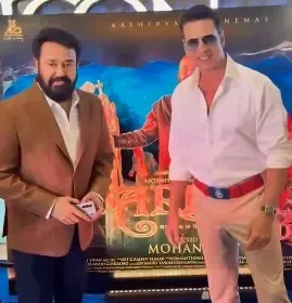 Mohanlal welcomes Akshay Kumar at ‘Barroz’ trailer launch with a warm hug