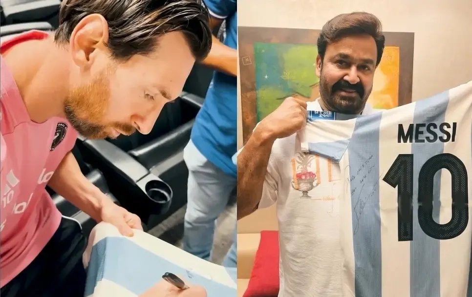 Mohanlal Experiences a Heartfelt Moment Receiving a Jersey Autographed by Lionel Messi